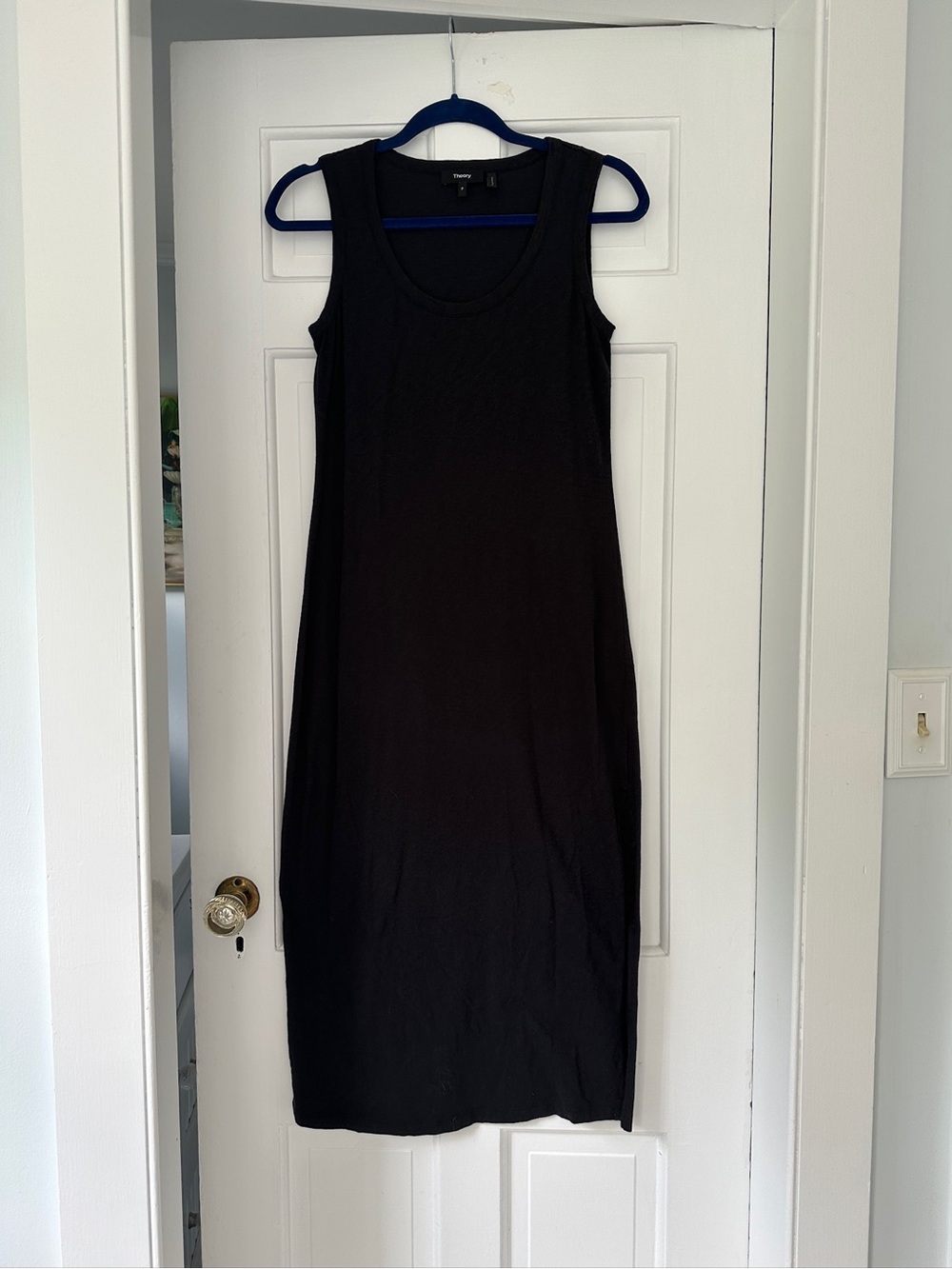 Theory Black Scoop Neck Sleeveless Midi Cotton Dress Size Petite (Extra Small)